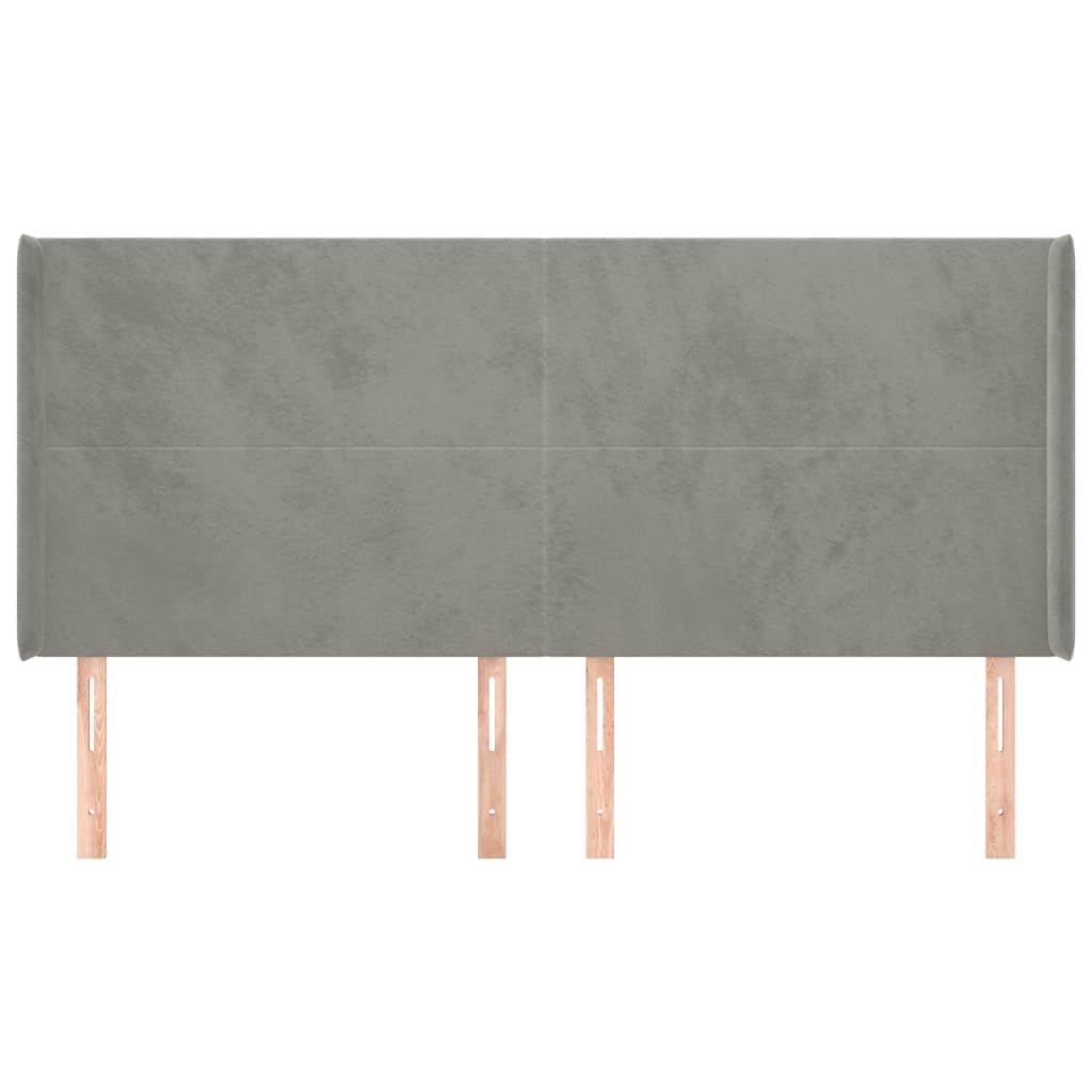 vidaXL Kopfteil mit Ohren Hellgrau 183x16x118/128 cm Samt