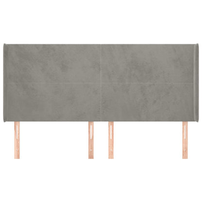 vidaXL Kopfteil mit Ohren Hellgrau 183x16x118/128 cm Samt