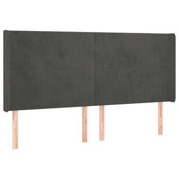 vidaXL Kopfteil mit Ohren Dunkelgrau 183x16x118/128 cm Samt