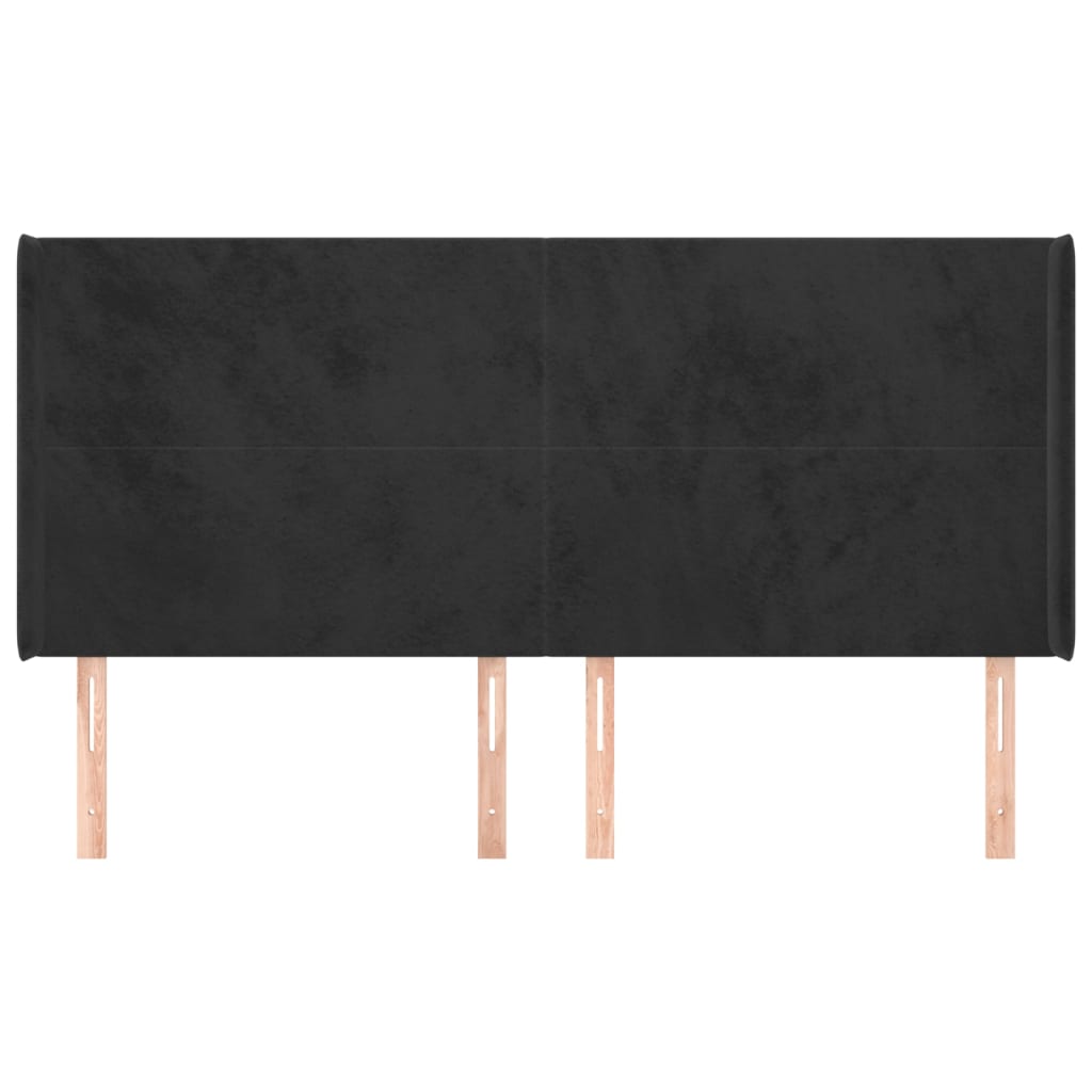 vidaXL Kopfteil mit Ohren Schwarz 183x16x118/128 cm Samt