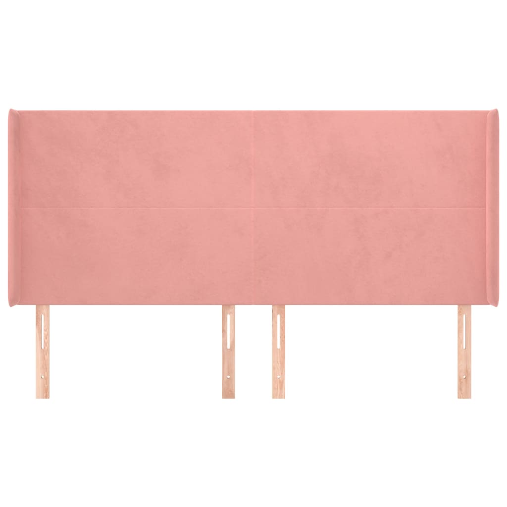 vidaXL Kopfteil mit Ohren Rosa 183x16x118/128 cm Samt