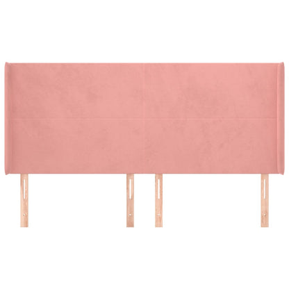 vidaXL Kopfteil mit Ohren Rosa 183x16x118/128 cm Samt