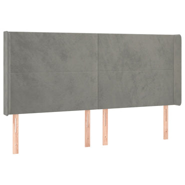 vidaXL Kopfteil mit Ohren Hellgrau 203x16x118/128 cm Samt