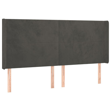 vidaXL Kopfteil mit Ohren Dunkelgrau 203x16x118/128 cm Samt
