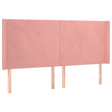 vidaXL Kopfteil mit Ohren Rosa 203x16x118/128 cm Samt