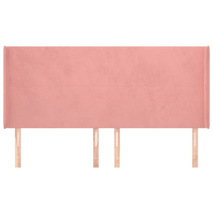 vidaXL Kopfteil mit Ohren Rosa 203x16x118/128 cm Samt