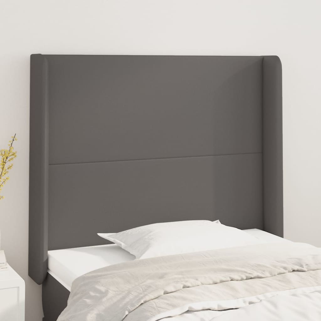 vidaXL Kopfteil mit Ohren Grau 103x16x118/128 cm Kunstleder