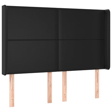 vidaXL Kopfteil mit Ohren Schwarz 147x16x118/128 cm Kunstleder