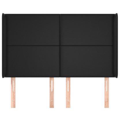 vidaXL Kopfteil mit Ohren Schwarz 147x16x118/128 cm Kunstleder