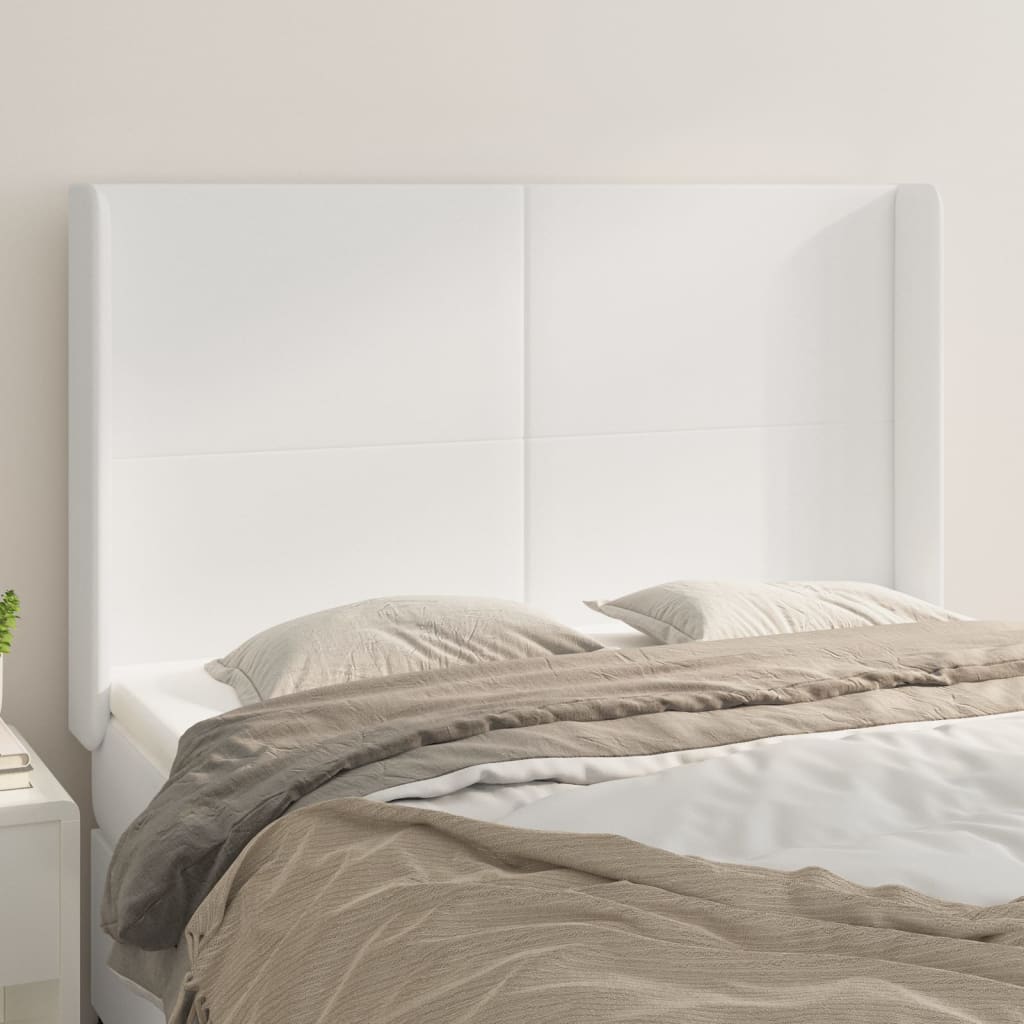 vidaXL Kopfteil mit Ohren Weiß 147x16x118/128 cm Kunstleder