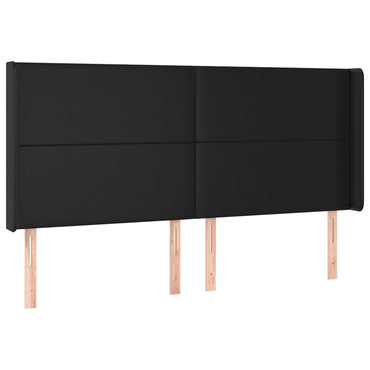 vidaXL Kopfteil mit Ohren Schwarz 163x16x118/128 cm Kunstleder