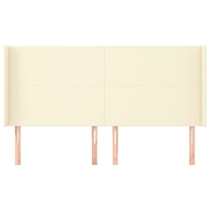 vidaXL Kopfteil mit Ohren Creme 163x16x118/128 cm Kunstleder