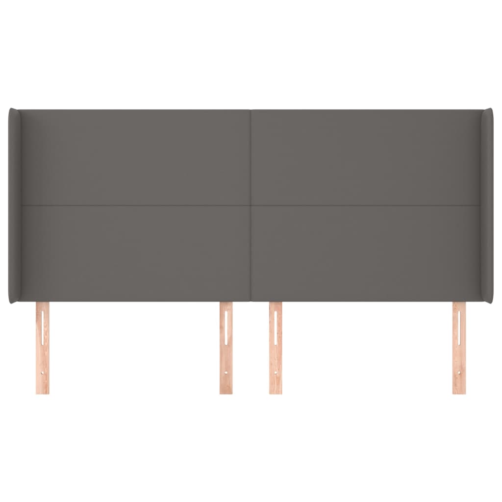 vidaXL Kopfteil mit Ohren Grau 163x16x118/128 cm Kunstleder