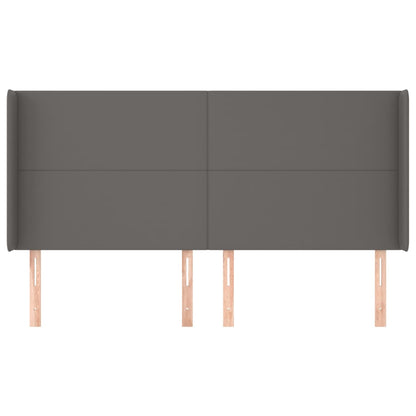 vidaXL Kopfteil mit Ohren Grau 163x16x118/128 cm Kunstleder