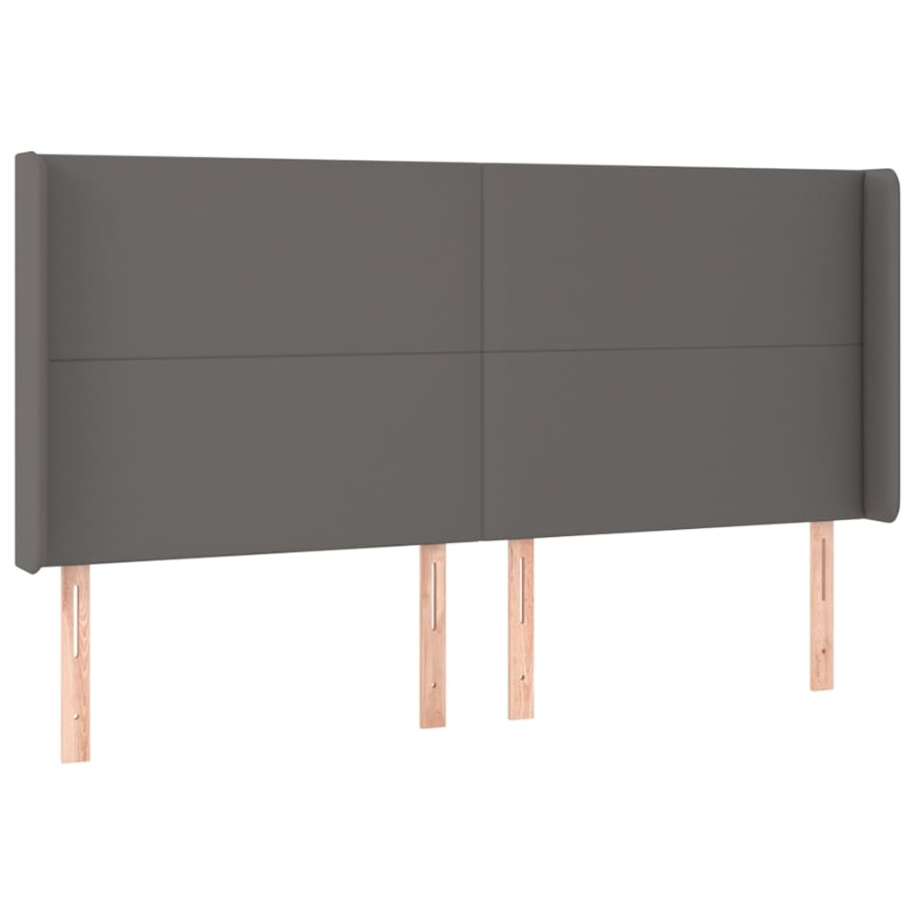 vidaXL Kopfteil mit Ohren Grau 183x16x118/128 cm Kunstleder