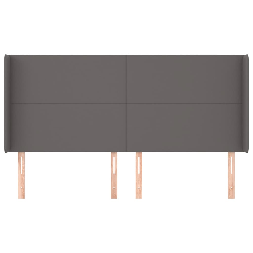 vidaXL Kopfteil mit Ohren Grau 183x16x118/128 cm Kunstleder