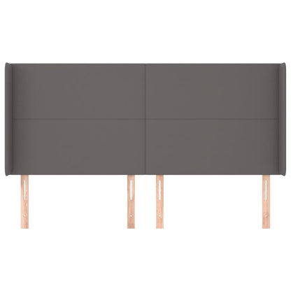 vidaXL Kopfteil mit Ohren Grau 183x16x118/128 cm Kunstleder