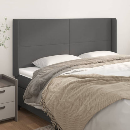 vidaXL Kopfteil mit Ohren Grau 183x16x118/128 cm Kunstleder