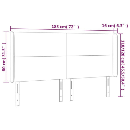 vidaXL Kopfteil mit Ohren Cappuccino-Braun 183x16x118/128cm Kunstleder