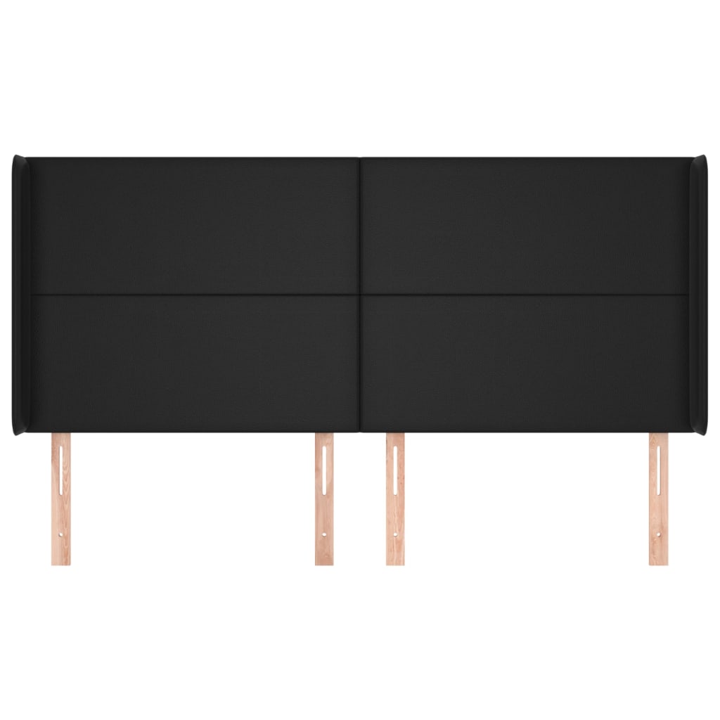 vidaXL Kopfteil mit Ohren Schwarz 203x16x118/128 cm Kunstleder