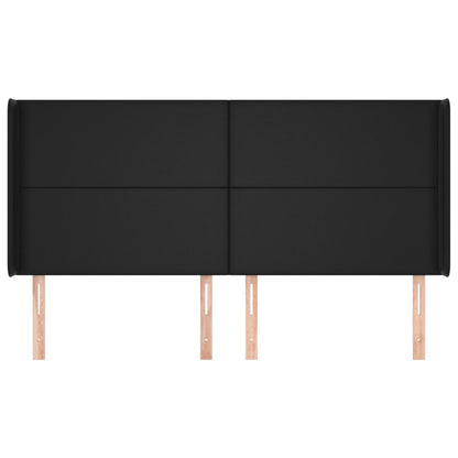 vidaXL Kopfteil mit Ohren Schwarz 203x16x118/128 cm Kunstleder