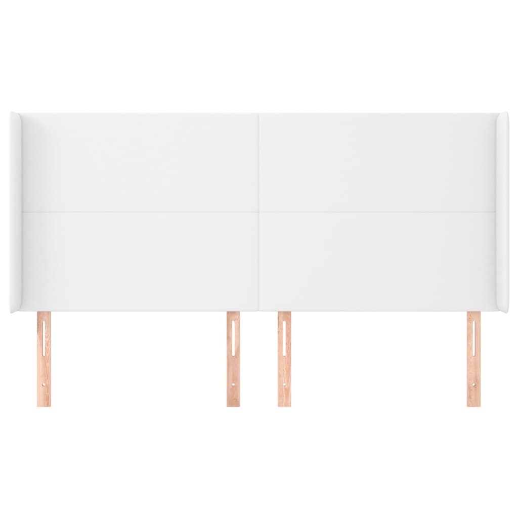 vidaXL Kopfteil mit Ohren Weiß 203x16x118/128 cm Kunstleder