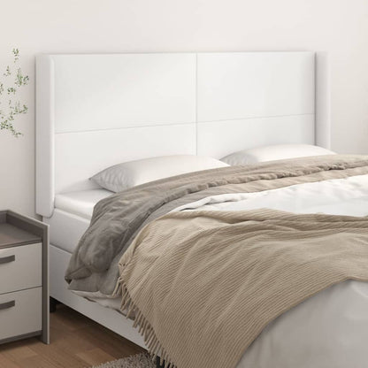 vidaXL Kopfteil mit Ohren Weiß 203x16x118/128 cm Kunstleder