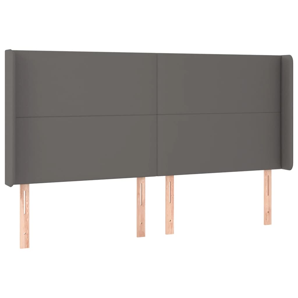 vidaXL Kopfteil mit Ohren Grau 203x16x118/128 cm Kunstleder