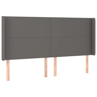 vidaXL Kopfteil mit Ohren Grau 203x16x118/128 cm Kunstleder