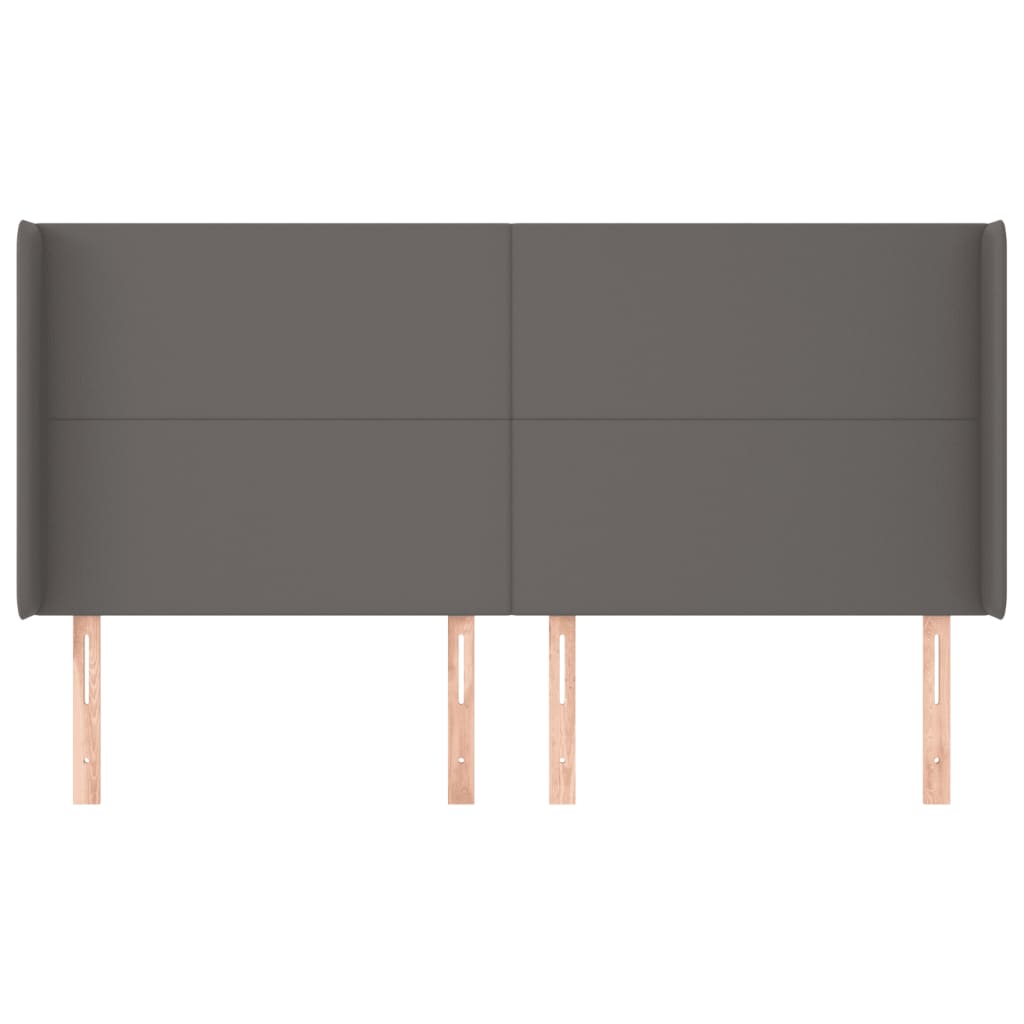 vidaXL Kopfteil mit Ohren Grau 203x16x118/128 cm Kunstleder
