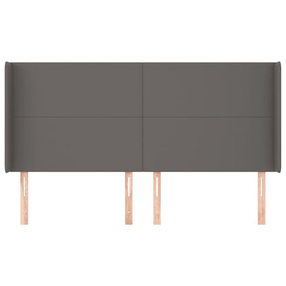vidaXL Kopfteil mit Ohren Grau 203x16x118/128 cm Kunstleder
