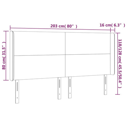 vidaXL Kopfteil mit Ohren Grau 203x16x118/128 cm Kunstleder
