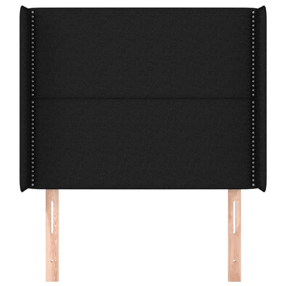 vidaXL Kopfteil mit Ohren Schwarz 83x16x118/128 cm Stoff