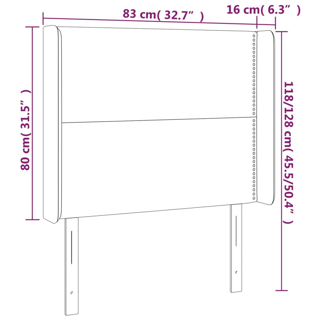 vidaXL Kopfteil mit Ohren Schwarz 83x16x118/128 cm Stoff