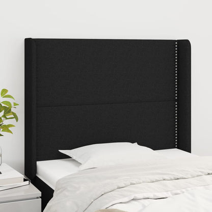 vidaXL Kopfteil mit Ohren Schwarz 83x16x118/128 cm Stoff