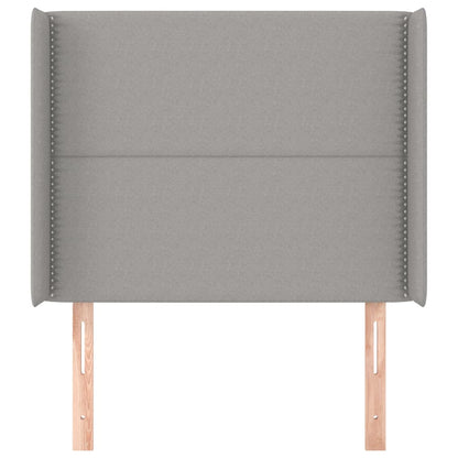 vidaXL Kopfteil mit Ohren Hellgrau 93x16x118/128 cm Stoff