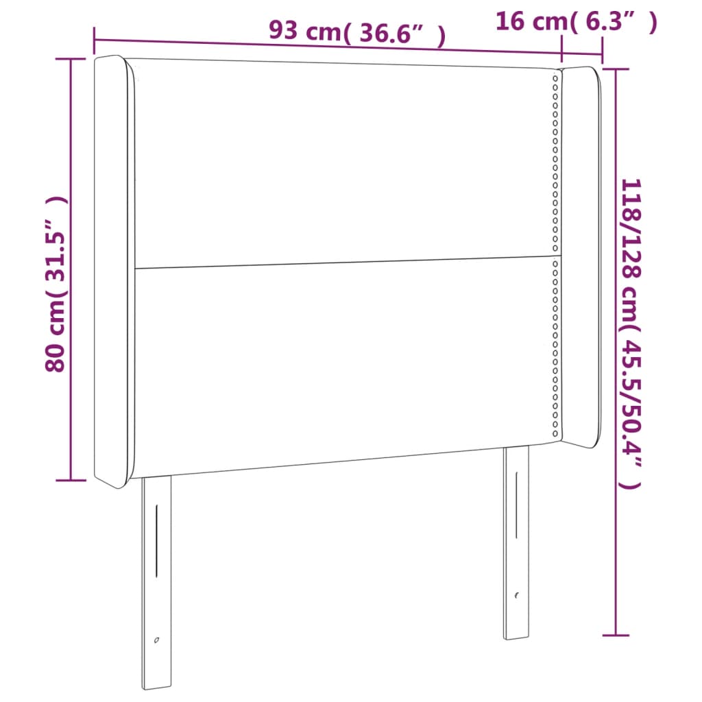 vidaXL Kopfteil mit Ohren Hellgrau 93x16x118/128 cm Stoff
