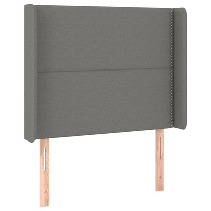 vidaXL Kopfteil mit Ohren Dunkelgrau 93x16x118/128 cm Stoff
