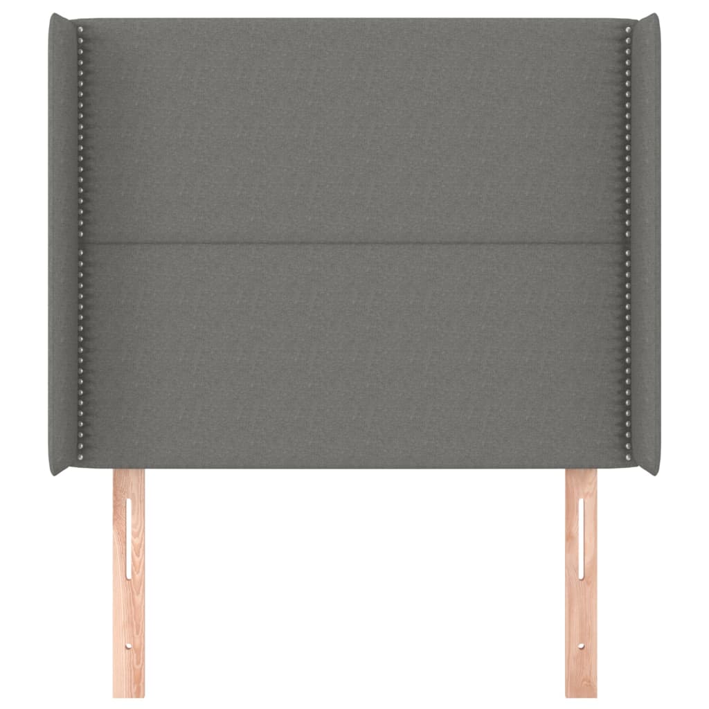 vidaXL Kopfteil mit Ohren Dunkelgrau 93x16x118/128 cm Stoff