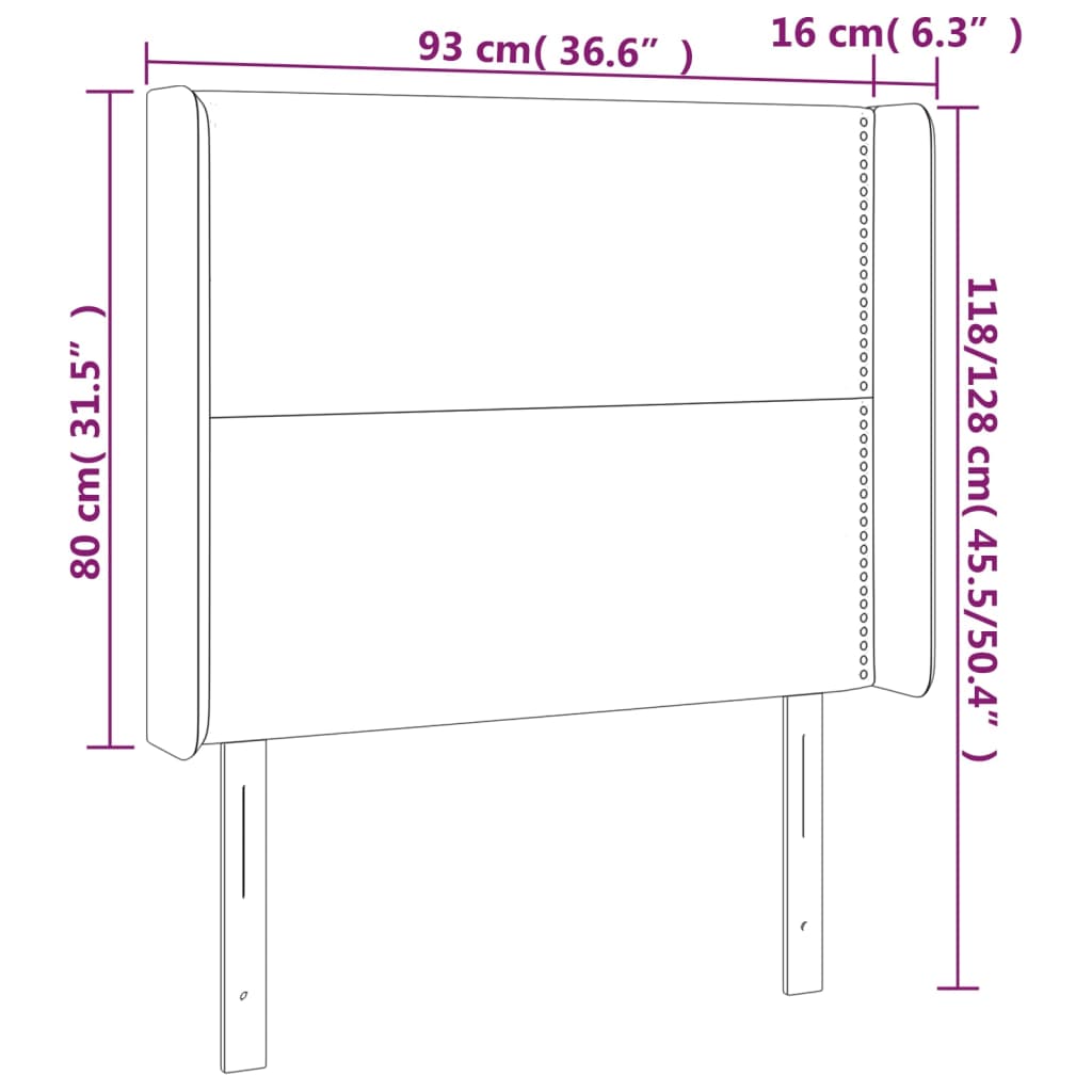 vidaXL Kopfteil mit Ohren Dunkelgrau 93x16x118/128 cm Stoff