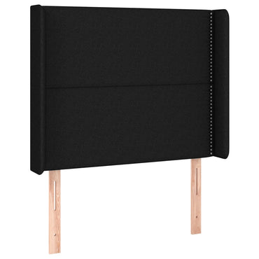 vidaXL Kopfteil mit Ohren Schwarz 93x16x118/128 cm Stoff