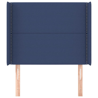 vidaXL Kopfteil mit Ohren Blau 93x16x118/128 cm Stoff