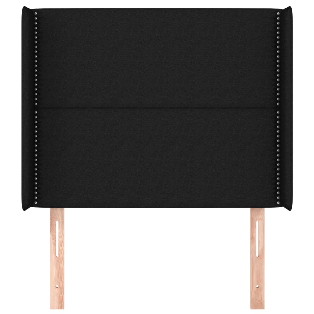 vidaXL Kopfteil mit Ohren Schwarz 103x16x118/128 cm Stoff