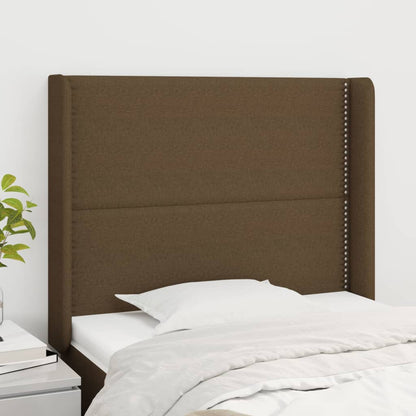 vidaXL Kopfteil mit Ohren Dunkelbraun 103x16x118/128 cm Stoff