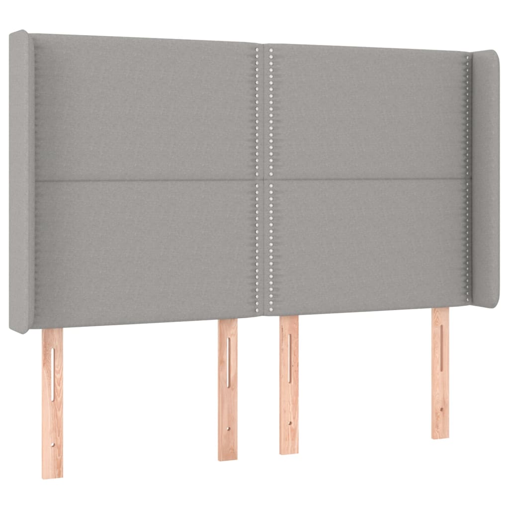 vidaXL Kopfteil mit Ohren Hellgrau 147x16x118/128 cm Stoff