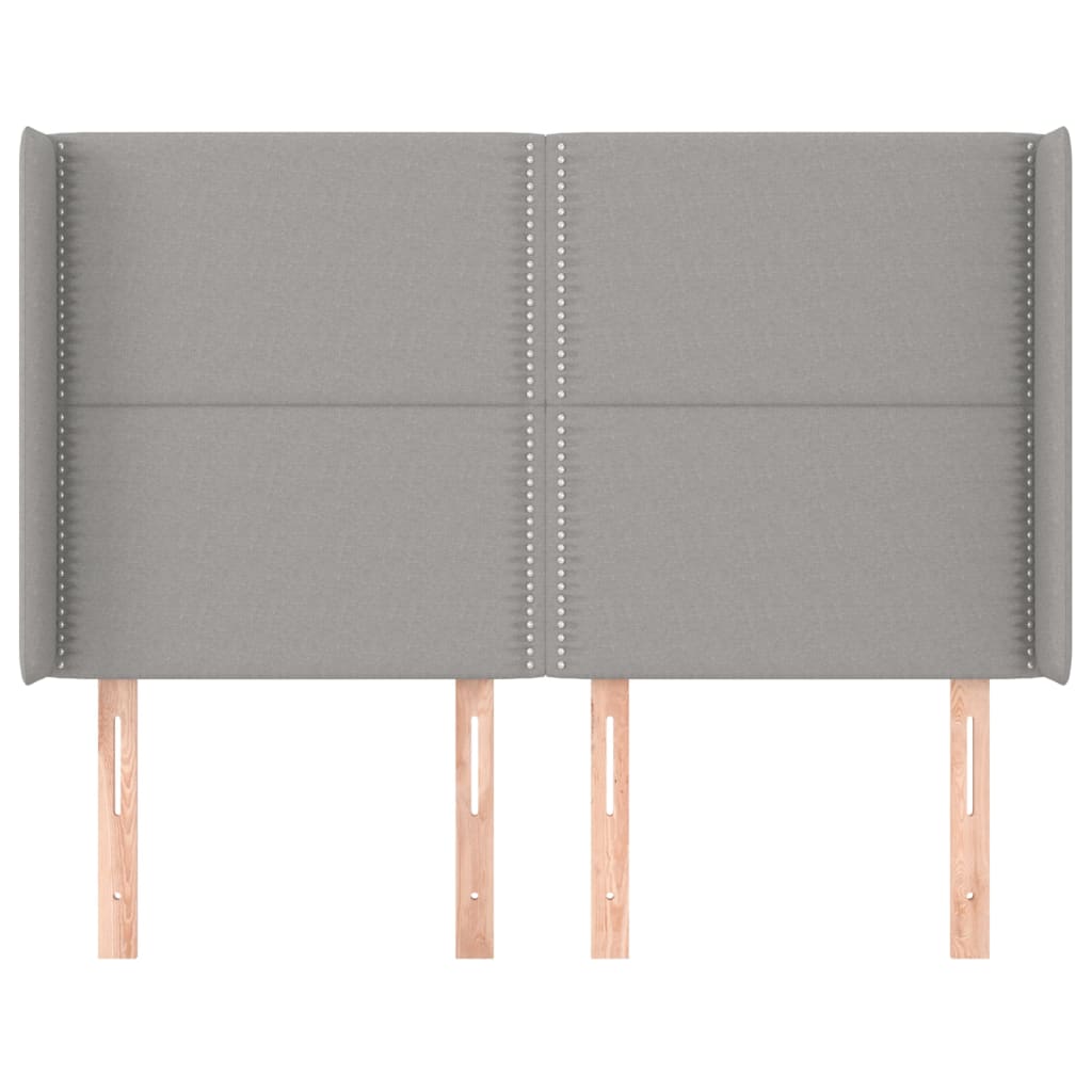 vidaXL Kopfteil mit Ohren Hellgrau 147x16x118/128 cm Stoff