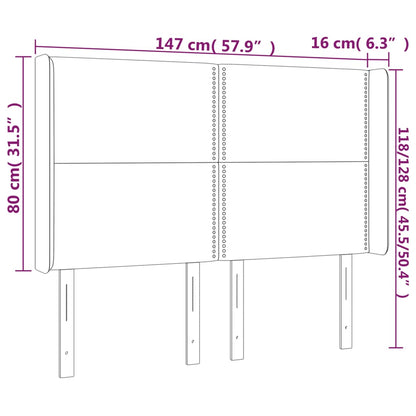 vidaXL Kopfteil mit Ohren Hellgrau 147x16x118/128 cm Stoff