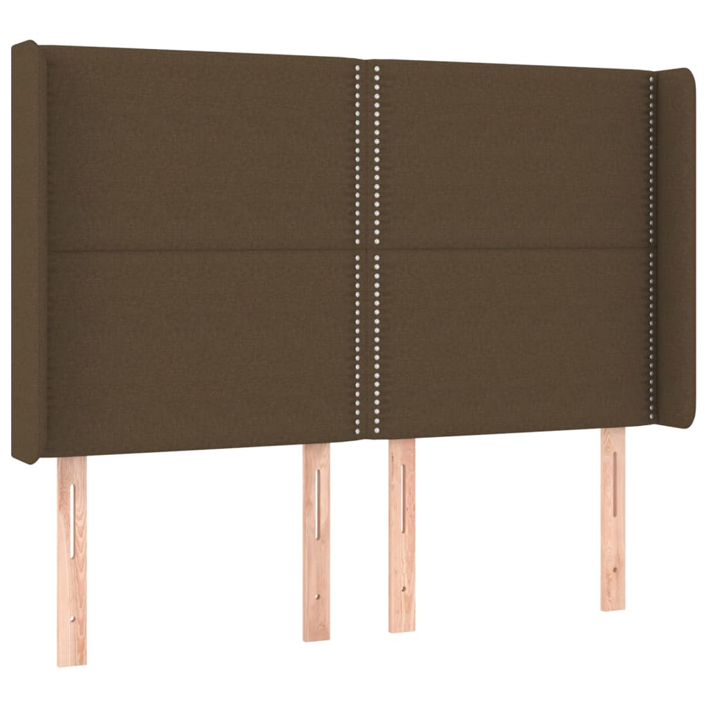 vidaXL Kopfteil mit Ohren Dunkelbraun 147x16x118/128 cm Stoff