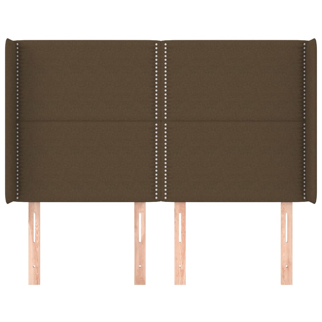 vidaXL Kopfteil mit Ohren Dunkelbraun 147x16x118/128 cm Stoff