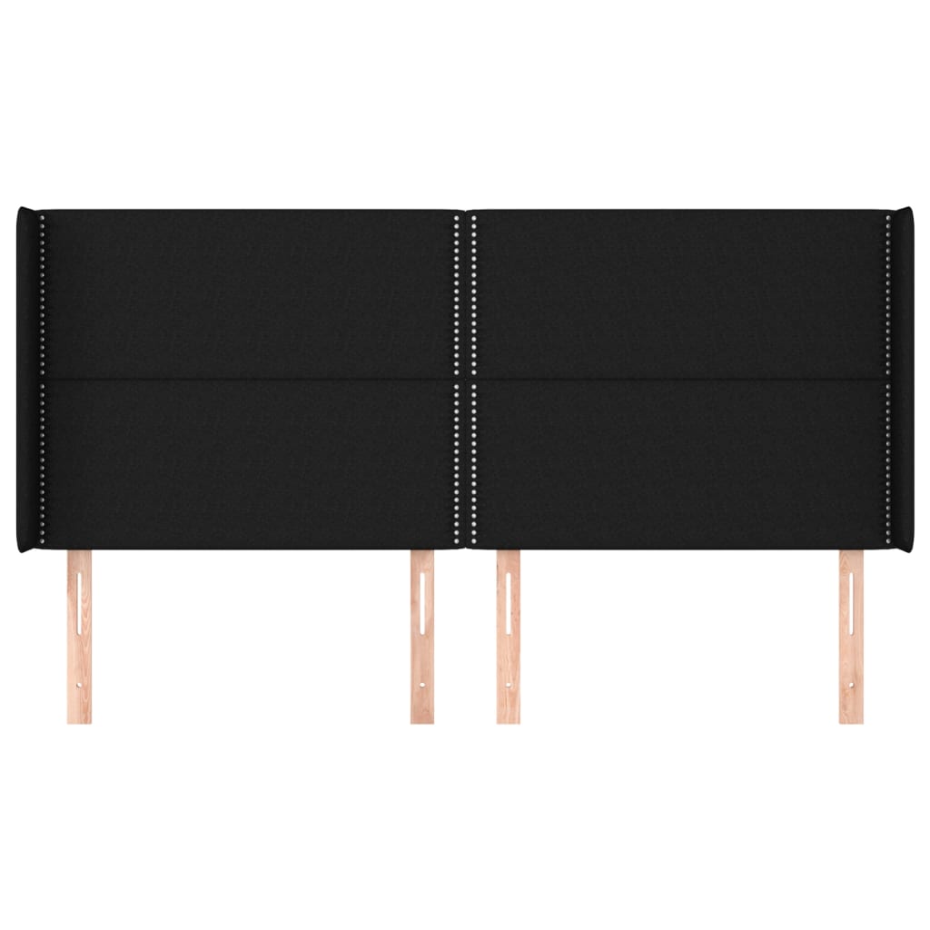 vidaXL Kopfteil mit Ohren Schwarz 163x16x118/128 cm Stoff